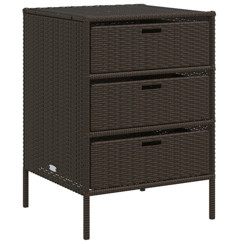 vidaXL Outdoor Storage Box 50 Gal Deck Box PE Rattan with Water-Resistant Bag, Brown 21.7"x23.2"x31.5" Storage Cabinet with 3 Drawers for Cushions & Equipment