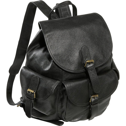 Amerileather Urban Buckle- Flap BackPack (Black)