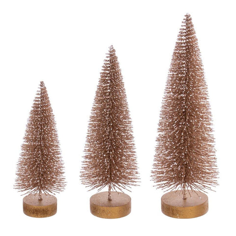 Vickerman 703243-8"-10"-12" Champagne Brush Tree Set/3 (LS220638) Christmas Decorative Tree