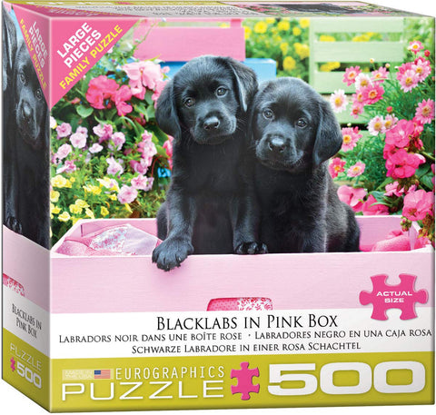 EuroGraphics Black Labs in Pink Box 500 Piece Puzzle