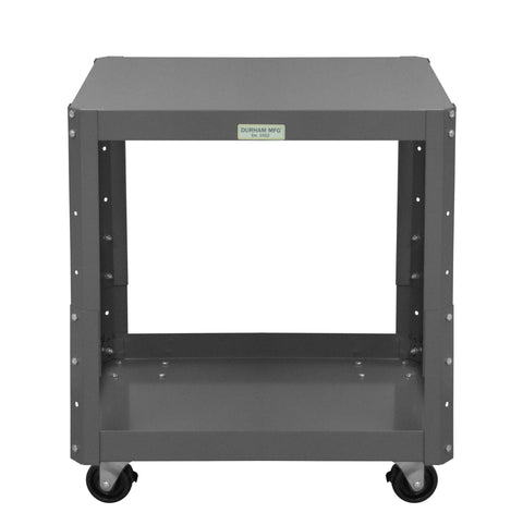 Mobile MT Workbench 18 x 24 2 Adjustable Shelves 16 Gauge Steel 1000 lbs. Capacity 3 x 1-1/4 Polyolefin Casters - (4) Swivel with side brakes Gloss Powder Paint Gray