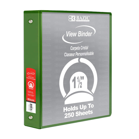 BAZIC 4142 1.5" Green 3-Ring View Binder w/2-Pockets