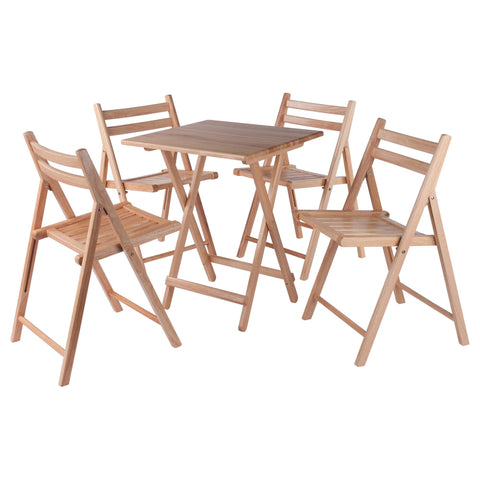 Winsome Delaney 5-PC Set Folding Table and Chairs Natural Finish