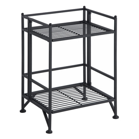 Convenience Concepts Xtra Storage Shelves - 2-Tier Folding Metal Storage Shelves, Closet Organizer for Office, Laundry Room, Bedroom, Garage, Kitchen, Bathroom, Black
