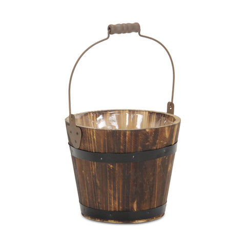 Cheung's FP-3767 Home Decorative Accent Wooden Bucket with Handle