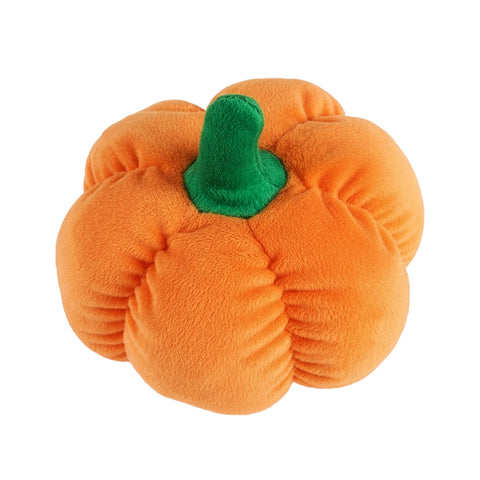 Petlou Durable Plush Dog and Cat Toys with Multi-Squeaks and Crinkle Paper. (Orange, 6-inch Pumpkin)