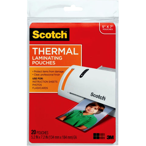Scotch Thermal Laminating Pouches, Laminate Homemade Ornaments, Christmas Banners and Gift Tags, 5 Mil, 20-Pack Photo Size Laminating Sheets 5 x 7 Inches, Clear