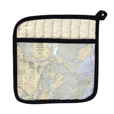 Betsy Drake PT214 Savannah River & Wassaw Sound GA Nautical Map Pot Holder