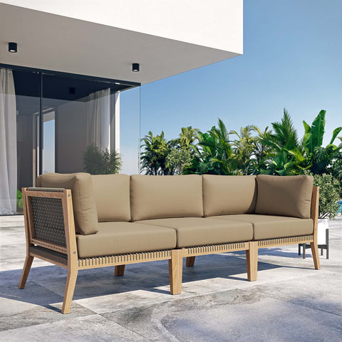 Modway Clearwater Sofas, Gray Light Brown