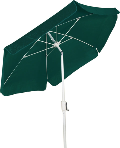 FiberBuilt Umbrellas Garden Umbrella with Push-Button Tilt, 7.5 Foot Forest Green Canopy and White Pole