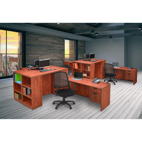 Regency Legacy 66 x 30 Inch Office Desk with Double Pedestal Drawer, Durable Cherry Laminate, Scratch-Resistant Surface, Spacious Workspace for Home, Professional, and Executive Offices