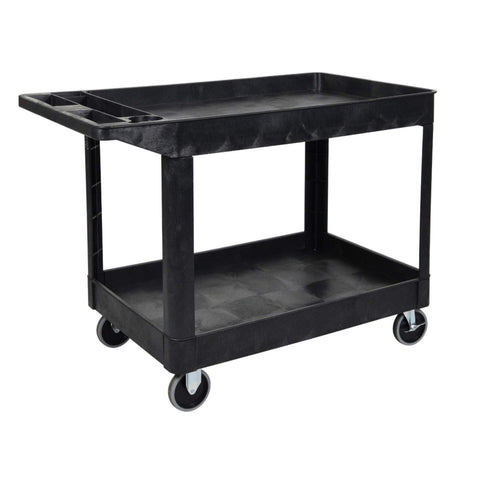 Luxor XLC11-B-OUTRIG 24.5" x 45.5" Heavy Duty Utility Tub Cart - Two Shelves with Outrigger Utility Cart Bins