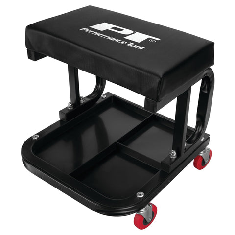 Performance Tool W85007 C-Frame Creeper Rolling Work Seat with Tool Tray for Mechanic Garages and Workshops, Black, 11.5 x 12.5-inch Tray
