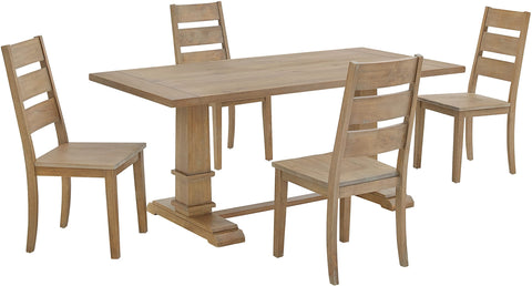 Joanna 5-Piece Dining Table Set For 4 Rustic Brown - Table & 4 Ladder-Back Chairs