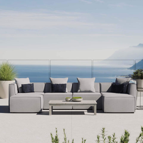Modway EEI-4383-GRY Saybrook Patio Upholstered 6-Piece Sectional Sofa in Gray