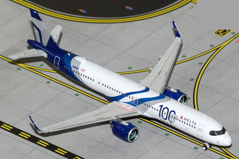 GeminiJets Delta Air Lines Airbus A321neo 100 Years Die-Cast Model Airplane – 1:400 Scale Collectible Aircraft with Display Stand & Landing Gear, Premium Replica for Adult Collectors 14+