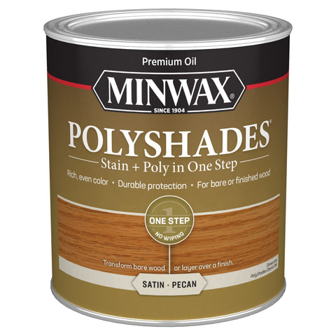 Minwax PolyShades Wood Stain + Polyurethane Finish – Quart, Pecan, Satin, Brown