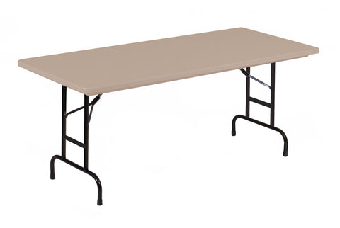 Correll RA3060 24 R Series Blow Molded Plastic Adjustable Height Commercial Duty Folding Table, Rectangular, 30" Width x 60" Length, Mocha Granite