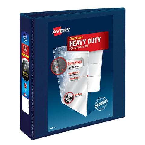 Avery Heavy-Duty View 3 Ring Binder, 2" One Touch EZD Rings, 1 Navy Blue Binder (79802)