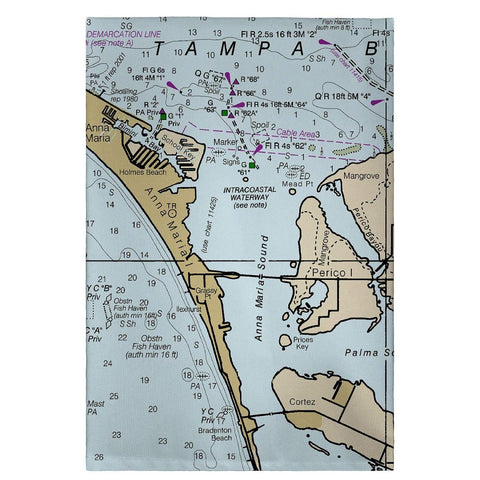 Betsy Drake GT11424 Anna Maria Island FL Nautical Map Guest Towel