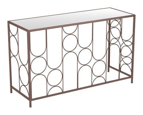 Convale Console Table Bronze, Bronze Console Table, Modern Style, Mirror Glass Rectangular Shape Tabletop, MDF, Indoor Living, 50" W x 18.1" D x 30.1" H