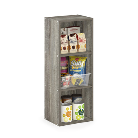 Furinno Pasir 3-Tier No Tool Assembly Open Shelf Bookcase, French Oak