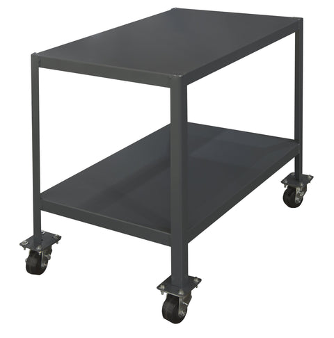 Mobile MT Workbench 30 x 48 2 Shelves 12 Gauge Steel 3000 lbs. Capacity 3 x 1-13/16 Phenolic Casters - (4) Swivel with Side Brakes Textured Powder Paint Gray