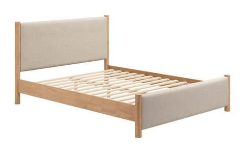 Zuo Hadi Queen Bed Beige & Natural, Beige Bed, Modern Style, Textured Weave, Rubber feet Help Prevent Floor Scratches, MDF, Indoor Bedroom, 65" W x 86.2" D x 41.3" H