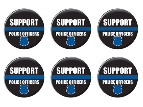 Beistle Support Police Officers Buttons – 6-Pack 2” Round Blue Line Law Enforcement Tribute Badges with Shield Icon for Recognition Events, Appreciation Rallies, and Patriotic Parades
