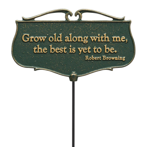 Whitehall Products Grow Old Along with Me... Garden Poem Sign, Green/Gold