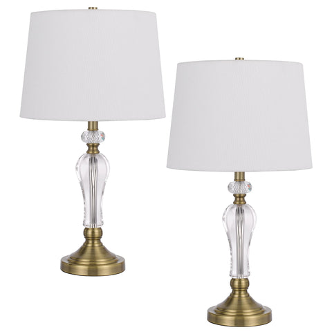 Cal 100W Eastham Crystal Table lamp, Antique Brass