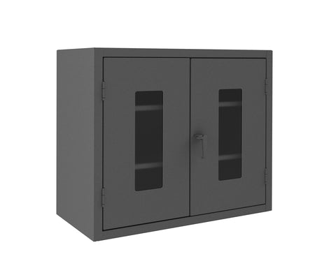 Durham Extra Heavy Duty Welded 12 Gauge Steel Clearview Counter Top Lockable Storage Cabinet with Lexan Door, HDCC244842-2S95, 1200 lbs Shelf Capacity, Gray Powder