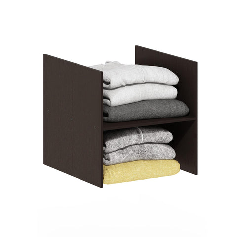 Furinno Cubicle Cube Insert, H-Shelf Cube Organizer, 2-Tier Shelf Dividers, Fits into Furinno Extra Thick Cubes, for Organizers and Storage, Black Oak (Does not fit IKEA Kallax Shelving)