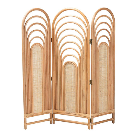 bali & pari Golda Modern Bohemian Natural Brown Rattan Room Divider