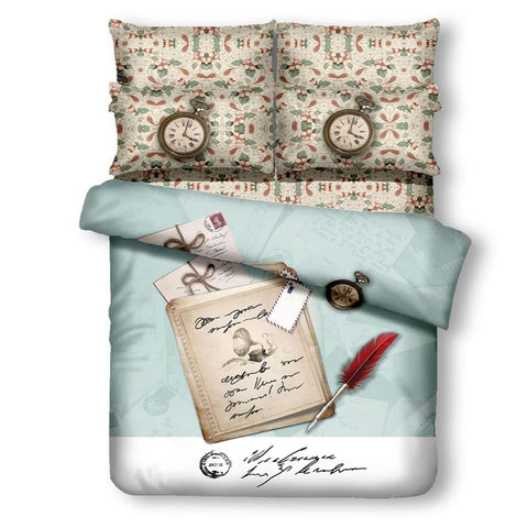 Dolce Mela Clocks Duvet Cover and Sheet Set 4 Piece Twin