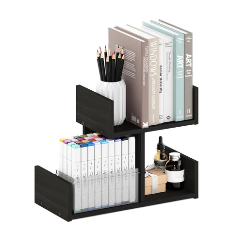 Furinno HERMITE Desk File Folder Organizers, 3-Shelf Desktop Office Organization Racks, Desk Top Display Book Shelf, for Paper, Office Supplies, Magazine, Espresso