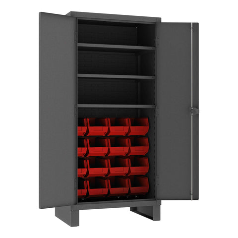 Durham 3702-16-3S-1795 Cabinet, 3 Shelf, 16 red Bins