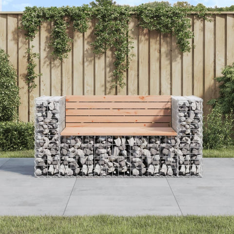 Oakestry Patio Bench Gabion Design 56 3 in x28 x25 8 Solid Wood Douglas Outdoor Garden Seating Furniture Weather Resistant Durable Heavy Duty Modern Backyard Porch Deck Lawn