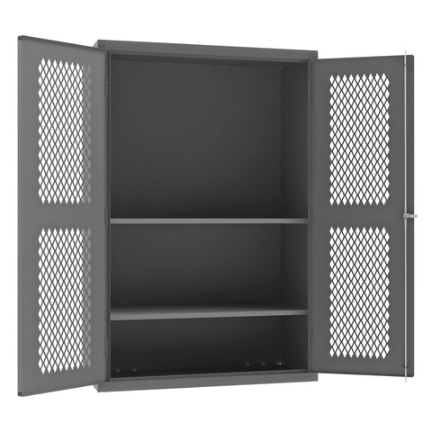 Durham Heavy Duty Welded 14 Gauge Steel Ventilated 5-S Storage Cabinet with Steel Pegboard, EMDC-482472-PB-2S-95, 700 lbs Capacity, 24" Length x 48" Width x 72" Height, 2 Shelves