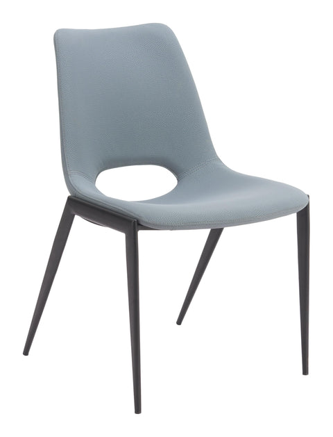 Zuo Desi Armless Dining Chair (Set of 2) Azure Gray, Gray Dining Chair, Stackable for Space Saving Storage, Plywood, Indoor Dining, 20.3" W x 19.7" D x 32.7" H