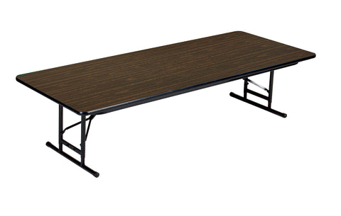 Correll 36"x72" Commercial Duty Adjustable Height Short Folding Table, Walnut HP Laminate Top, Heavy Duty 3/4" Thick Core, USA Made (CFA3672PXS-01)