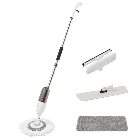 True & Tidy SPRAY-360 Clean Everywhere Spray Mop Kit with 3 Mop Heads (White, Spray Kit)