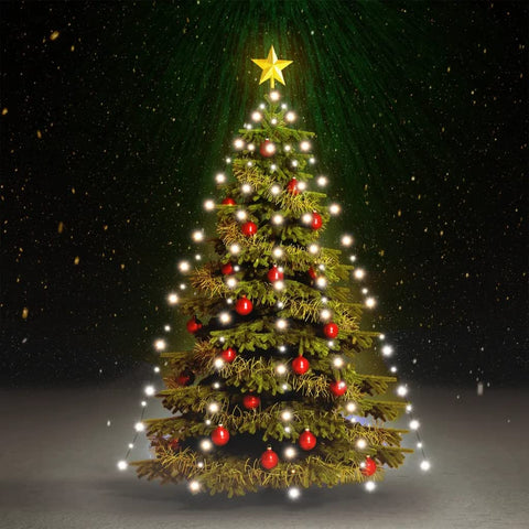 vidaXL LED Christmas Tree Net Lights - Bright Cold White 210 LEDs - Water, Indoor & Outdoor Decoration with 8-Lighting Effects and 16.4' Extension Cable