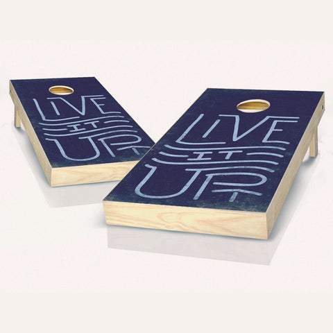 Skip's Garage Live It Up Cornhole Set - 2x4 Boards (All Weather Bags) - Include Edge Lights + Score Tower