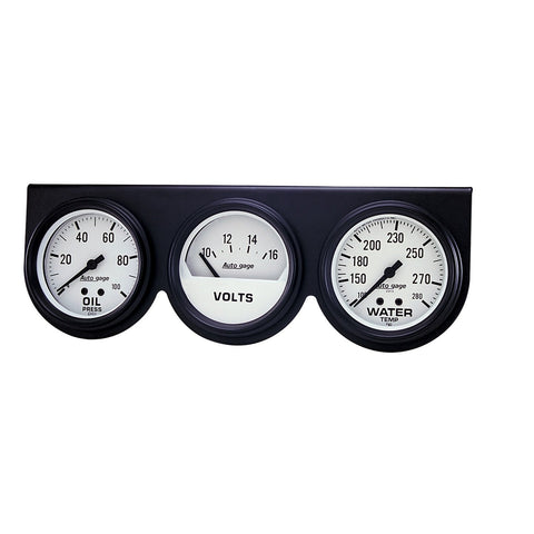 Auto Meter 2328 Autogage Mechanical White Oil/Volt/Water Gauge with Black Console