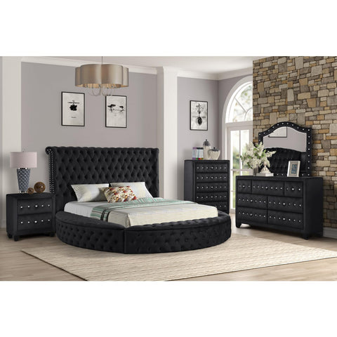 Galaxy Home Furnishings Hazel Queen 4 Pc Bedroom Set Made with Wood in Black Color