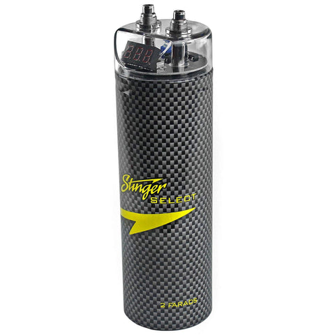 Stinger SSCAP2M Carbon Fiber Body 2 Farad CAR Audio Digital Display Capacitor
