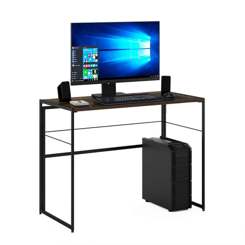 Furinno Riau No Tool/No Assembly/Folding Metal Frame Computer Desk, Rustic Oak/Black, 39 Inch