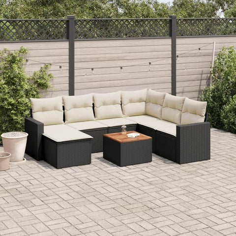 vidaXL Patio Sofa Set with Cushions 8 Piece, Outdoor Conversation Set with Storage, Patio Furniture Set, Modern Style, Black Poly Rattan