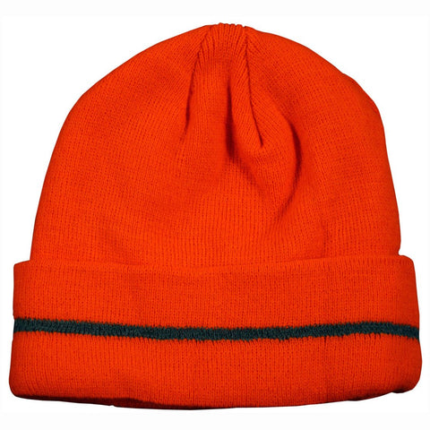 Petra Roc OBE-S1 High-Vis Safety Beanie Hat with Reflective Woven Stripe 100% Acrylic Double Layer Knit, One Size, Orange